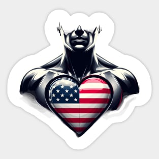 USA Flag Heart Sticker